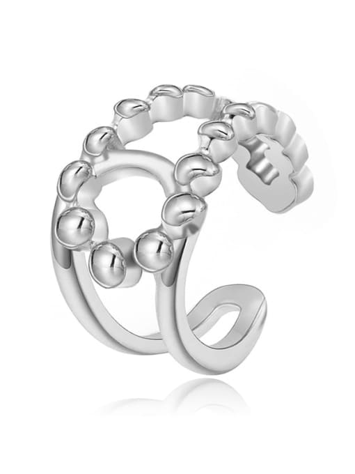 Silver Double C fashion wide hollow smooth stainless steel ring