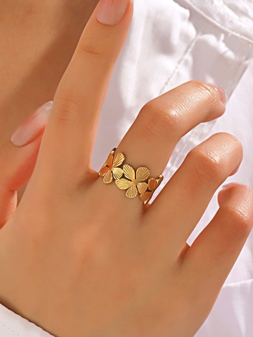 J$L  Steel Jewelry Stainless steel Flower Vintage Band Ring 1