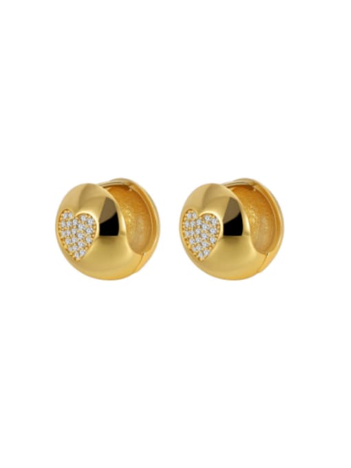 H01199 Gold Brass Cubic Zirconia Geometric Vintage Stud Earring