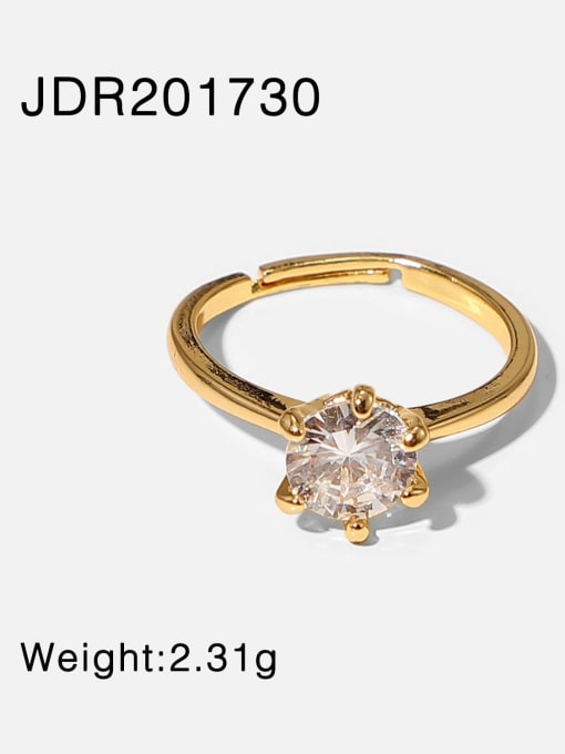JDR201730 Brass Cubic Zirconia Round Dainty Band Ring