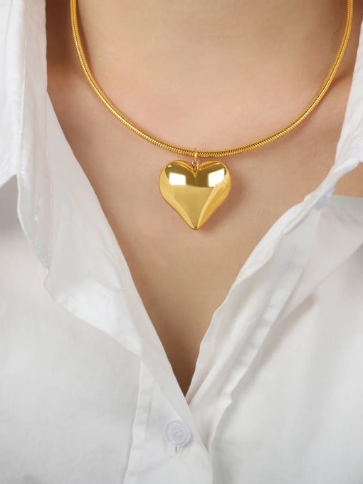P400 Gold Necklace 40 +5cm Titanium Steel Heart Trend Necklace