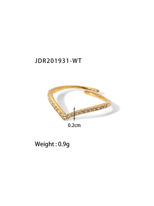 J&D Stainless steel Rhinestone Geometric Dainty Ring 2