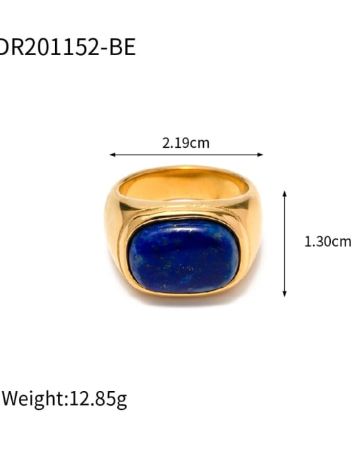 JDR201152 BE Stainless steel Natural Stone Geometric Vintage Band Ring