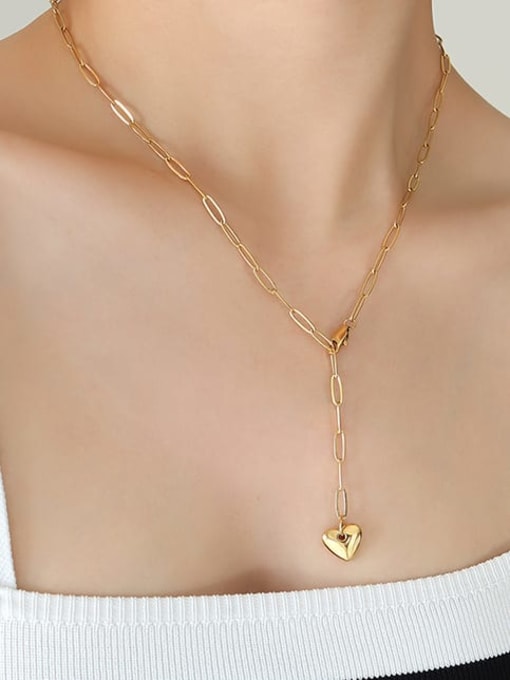 Gold necklace 51cm Titanium Steel Heart Minimalist Tassel Necklace