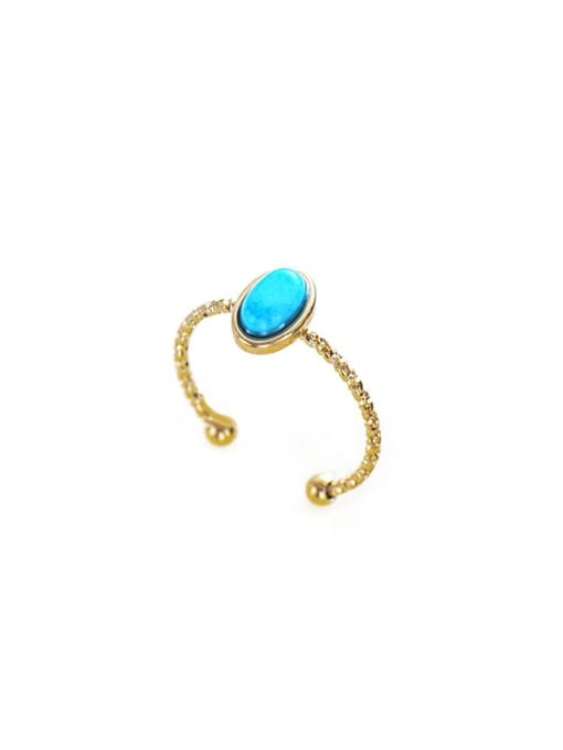 YAYACH stainless steel retro Turquoise personalized open ring 0