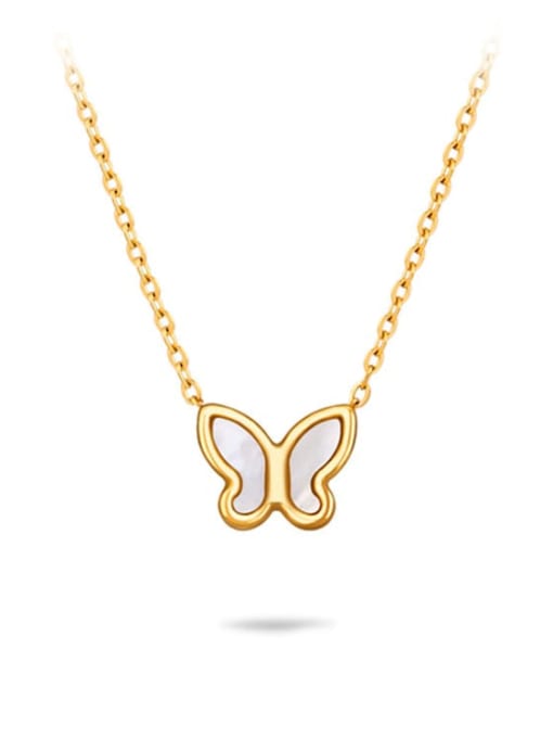 XL106 White Shell  Necklace Gold Titanium Steel Shell Butterfly Minimalist Necklace