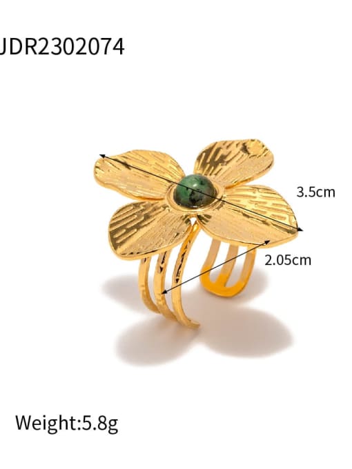 JDR2302074 Stainless steel Turquoise Flower Trend Band Ring