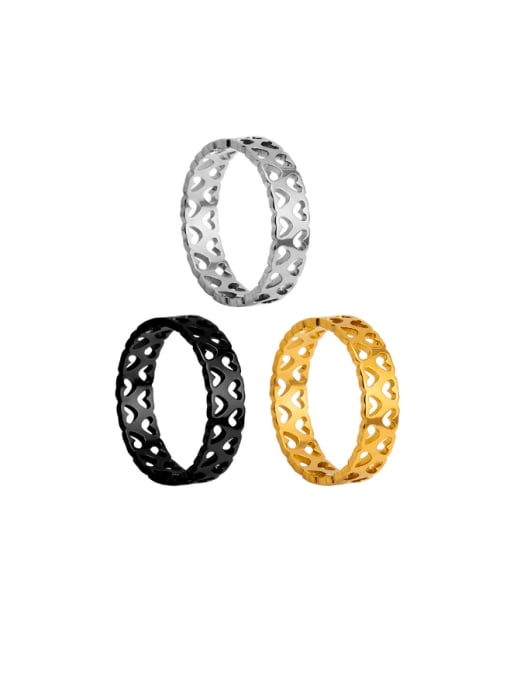 SM-Men's Jewelry Titanium Steel Hollow Heart Minimalist Band Ring 0
