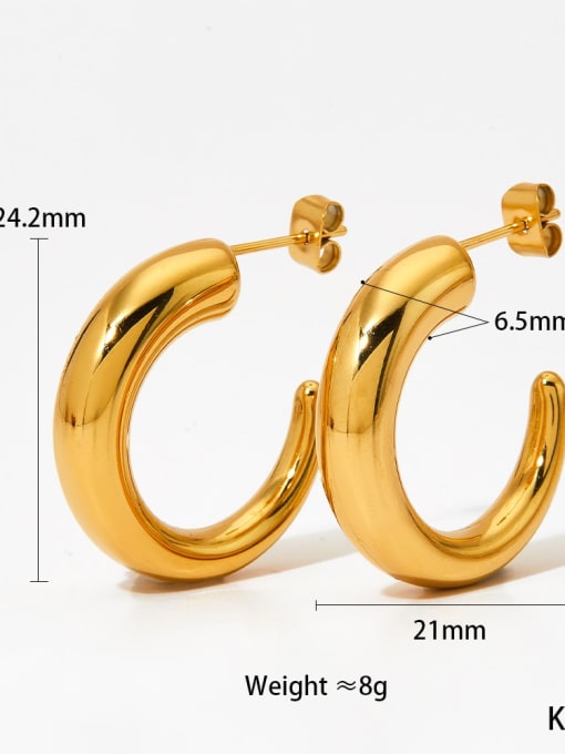 Small Gold KDE2261 Stainless steel Geometric Trend Hoop Earring