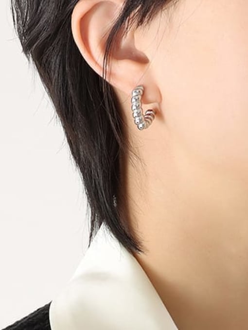 F036 Steel Earrings Titanium Steel Geometric Minimalist C Shape Stud Earring