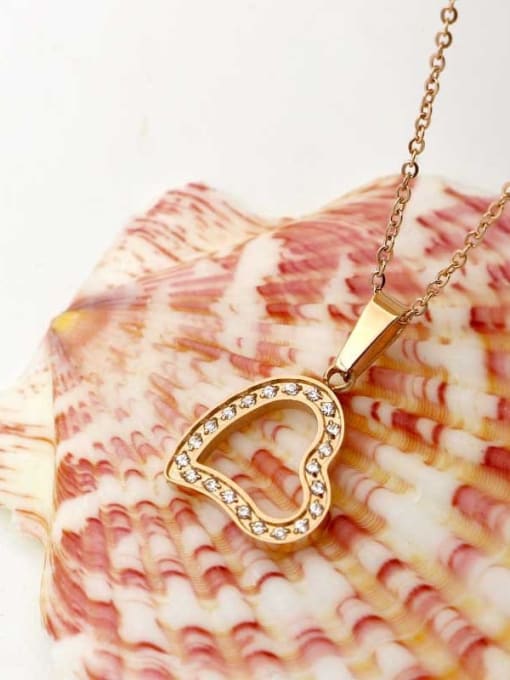 K.Love Titanium Rhinestone Heart Minimalist pendant Necklace 2