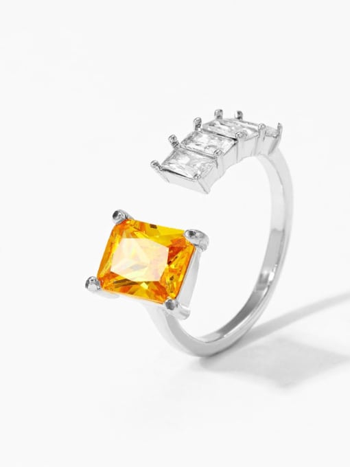 Steel colored yellow zircon PBJ465 Stainless steel Cubic Zirconia Geometric Trend Band Ring