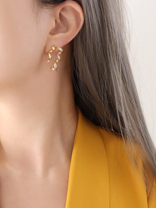 F116 gold Zircon Earrings Titanium Steel Cubic Zirconia Geometric Trend Earring