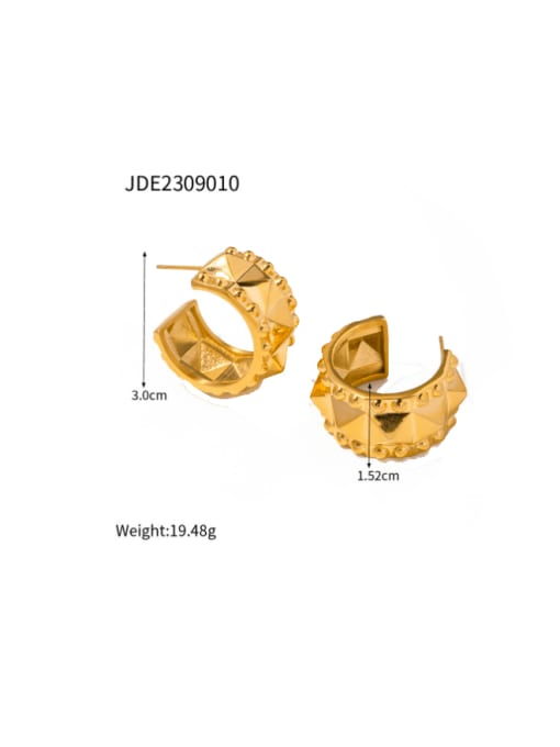 JDE2309010 gold Stainless steel Geometric Hip Hop Stud Earring