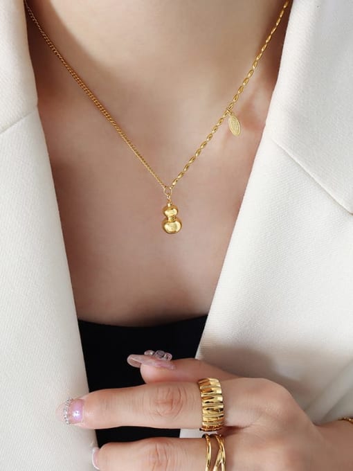 P666 gold necklace 40 5cm Trend Titanium Steel fenugreek necklace bracelet anklet jewelry set