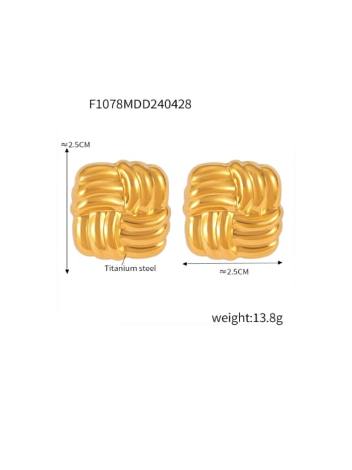 F1078 Gold Earrings Titanium Steel Geometric Hip Hop Stud Earring