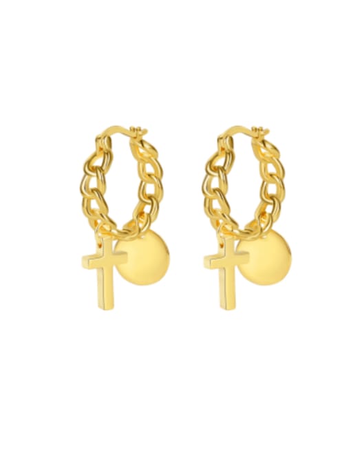 Clioro Brass Geometric Cross Vintage Huggie Earring 0