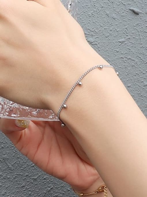 Steel color Bracelet 15 Titanium 316L Stainless Steel  Bead Minimalist Link Bracelet with e-coated waterproof