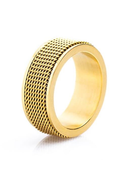 gold Stainless Steel Geometric Hip Hop Stackable Men's Ring