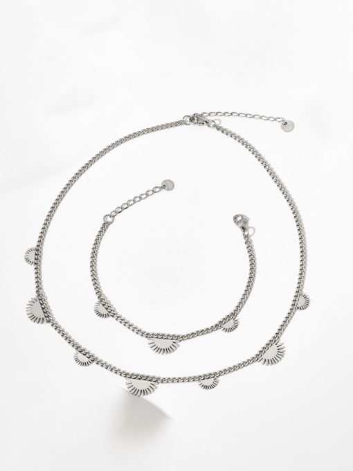 Clioro Titanium Steel Minimalist Irregular  Bracelet and Necklace Set 1