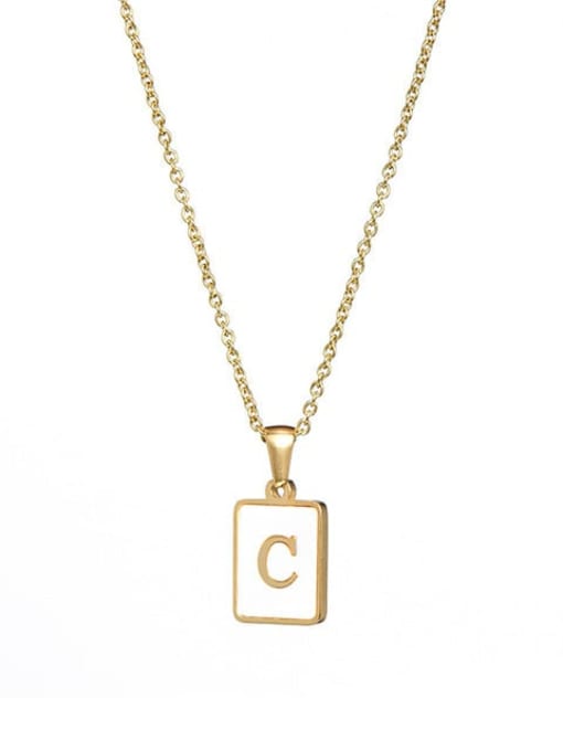 JDN201003 C Stainless steel Shell Message Trend Initials Necklace