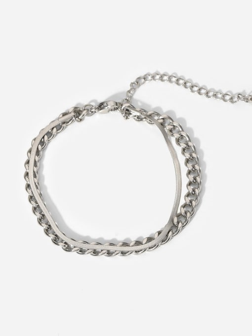 J&D Stainless steel Hollow Geometric Chain Vintage Strand Bracelet 0