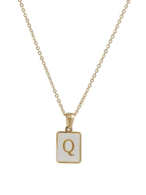JDN201003 Q Stainless steel Shell Message Trend Initials Necklace