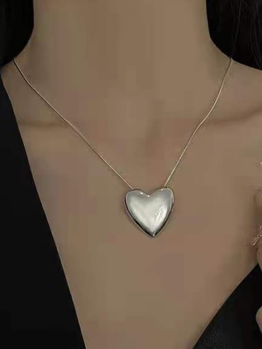 K.Love Titanium Steel  Minimalist Smooth Heart Pendant Necklace 1