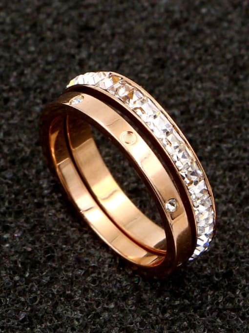 K.Love Titanium Cubic Zirconia White Geometric Classic Stackable Ring
