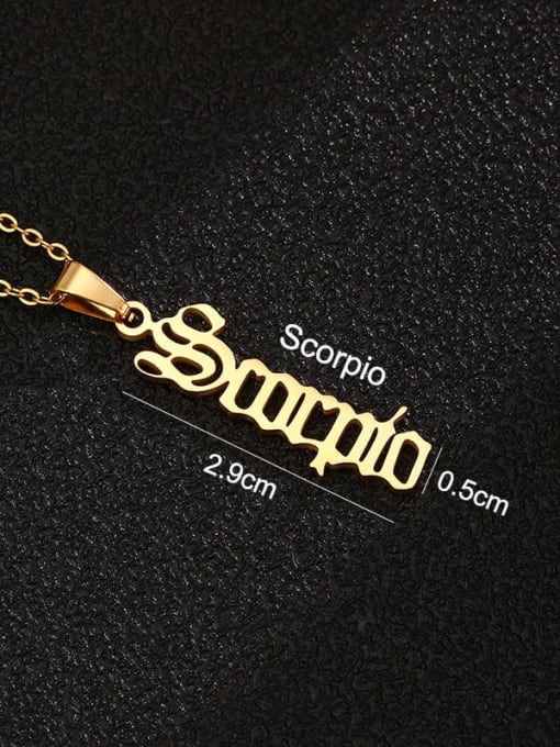 Golden Scorpio Stainless steel Constellation Hip Hop Necklace