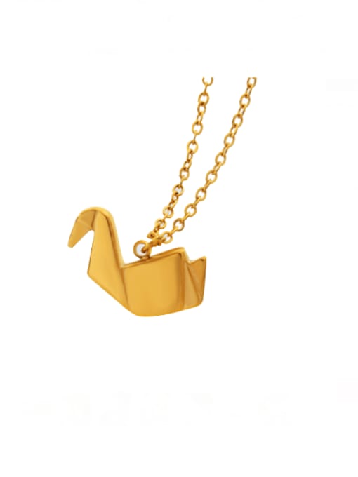 P619 gold necklace 40 +5cm Titanium Steel Animal Vintage Thousand Paper Cranes Pendant Necklace
