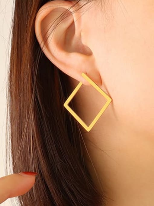 F181 gold medium Earrings Titanium Steel Geometric Minimalist Stud Earring