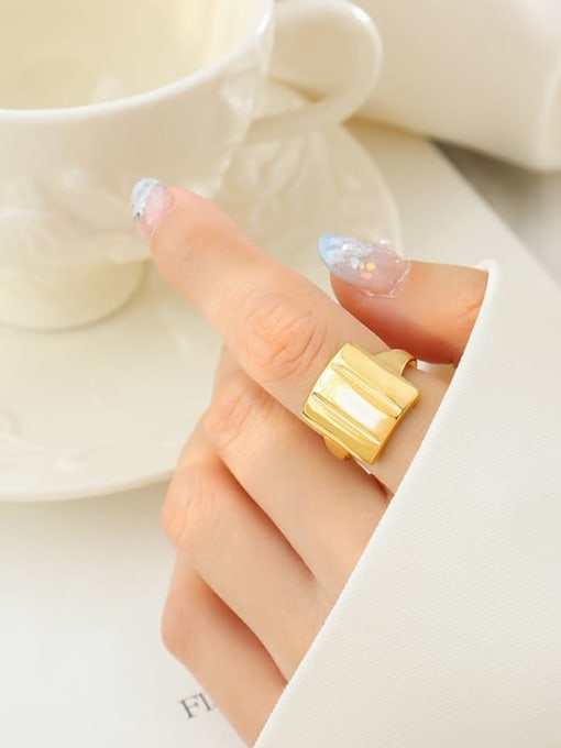 A451 Gold Ring Brass Geometric Vintage Band Ring
