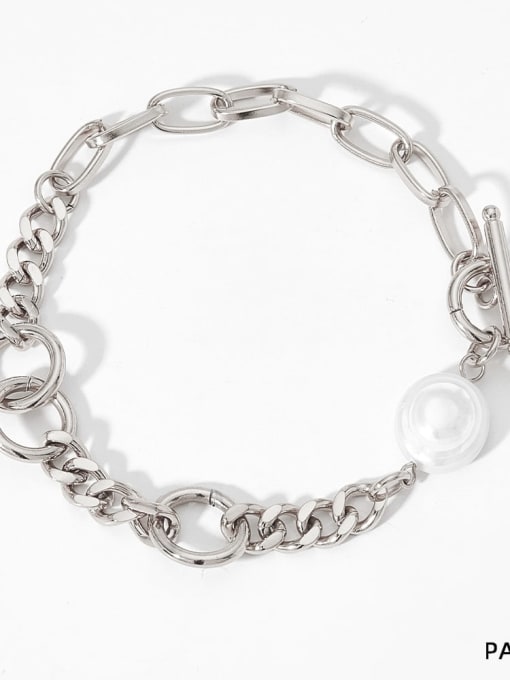 PAK824 Bracelet Platinum Stainless steel  Trend Geometric Freshwater Pearl Bracelet and Necklace Set