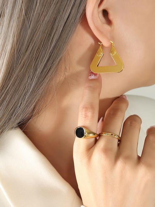 F198 Gold Earrings Brass Triangle Trend Stud Earring