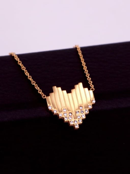 K.Love Titanium Steel Rhinestone Heart Minimalist Necklace 3