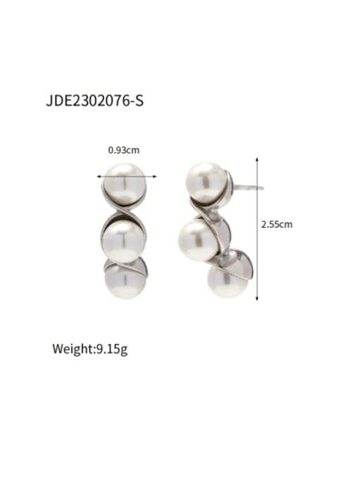 J&D Stainless steel Imitation Pearl Geometric Vintage Drop Earring 1