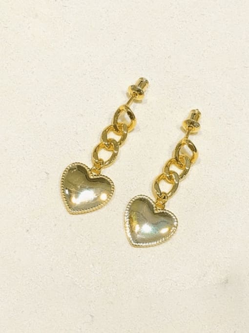 H00140 Brass Heart Vintage Drop Earring