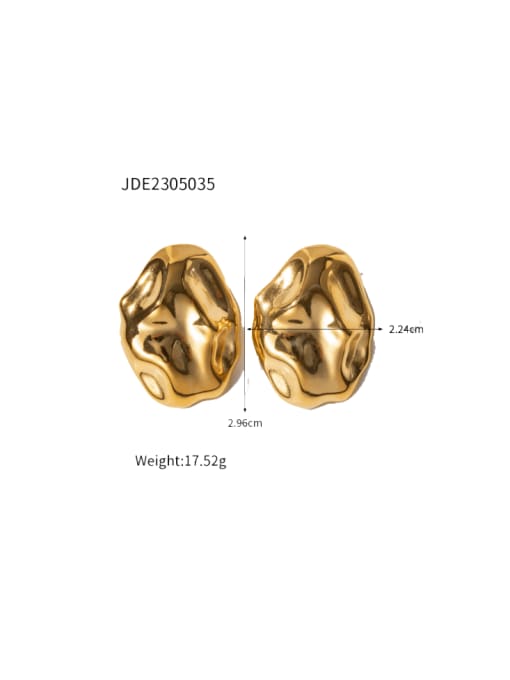 JDE2305035 gold Stainless steel Geometric Hip Hop Stud Earring