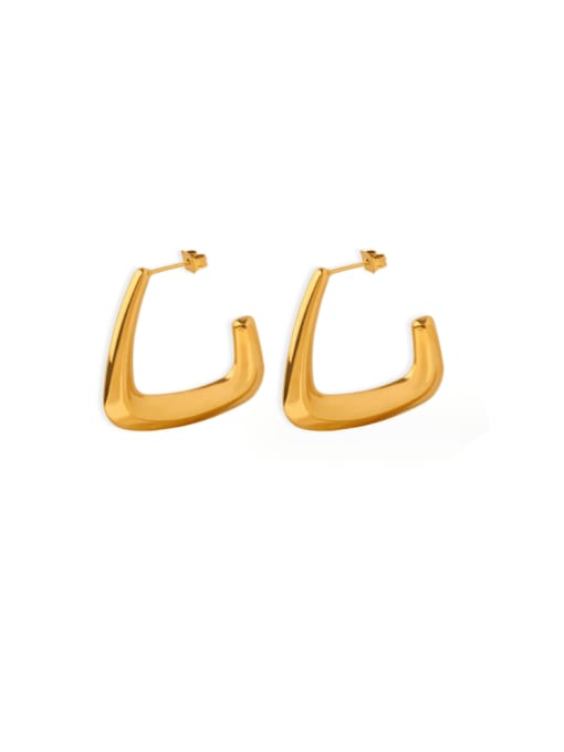 F280 Gold Earrings Titanium Steel Geometric Minimalist Huggie Earring
