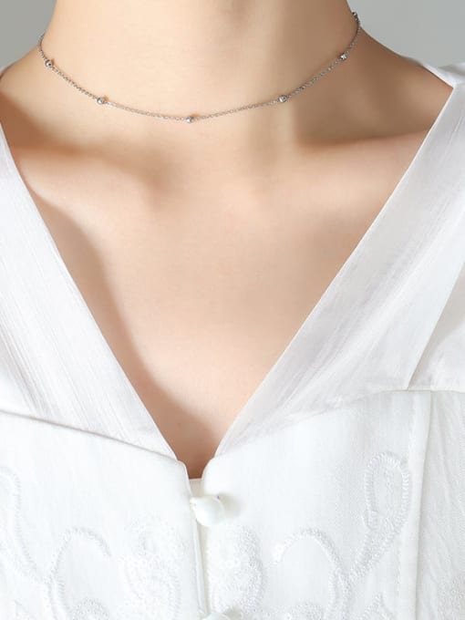 P1203 steel pearl necklace 41+ 5cm Titanium Steel Geometric Trend Link Necklace