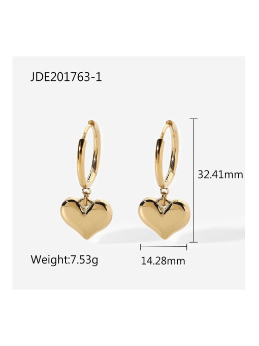 JDE201763 1 Stainless steel Heart Trend Huggie Earring