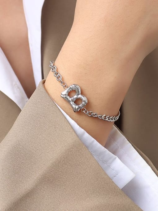 MAKA Titanium 316L Stainless Steel Geometric Chain Vintage Link Bracelet with e-coated waterproof 3