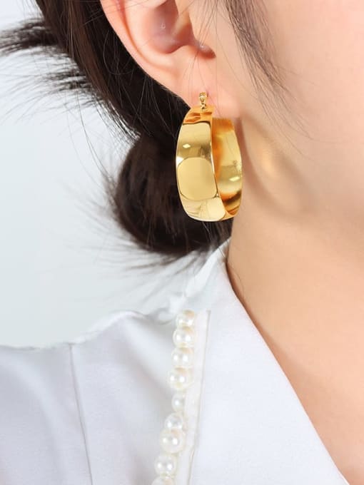 F800 Gold big Earrings Titanium Steel Geometric Trend Hoop Earring