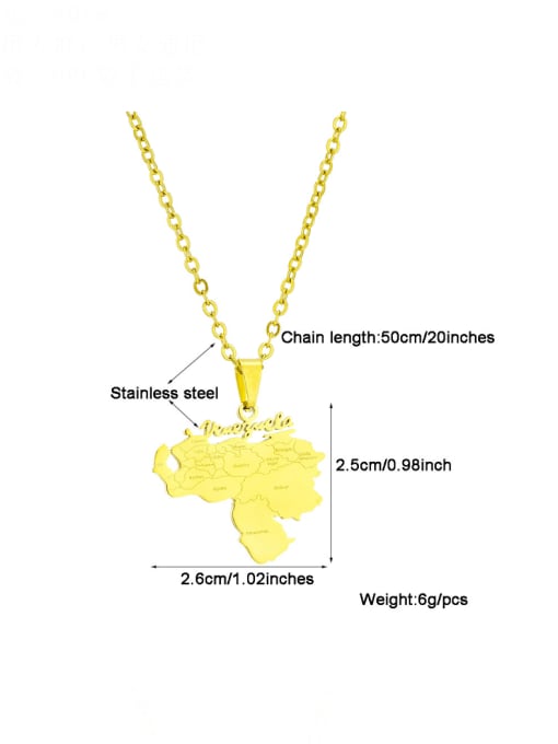 SONYA-Map Jewelry Titanium Steel Medallion Hip Hop Venezuela Map Pendant Necklace 2