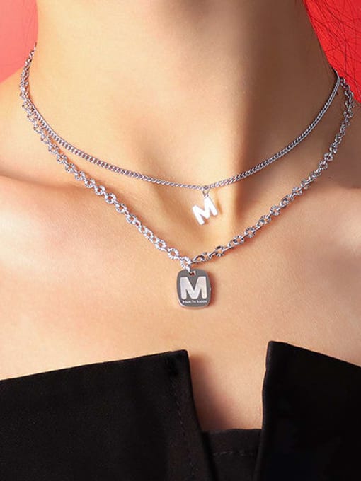 MAKA Titanium 316L Stainless Steel Shell Letter Vintage Multi Strand Necklace with e-coated waterproof 1