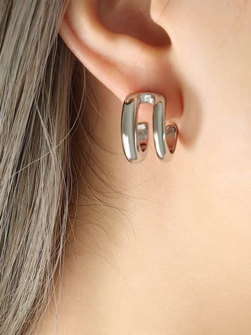 F660 steel color earrings Titanium Steel Geometric Minimalist Stud Earring