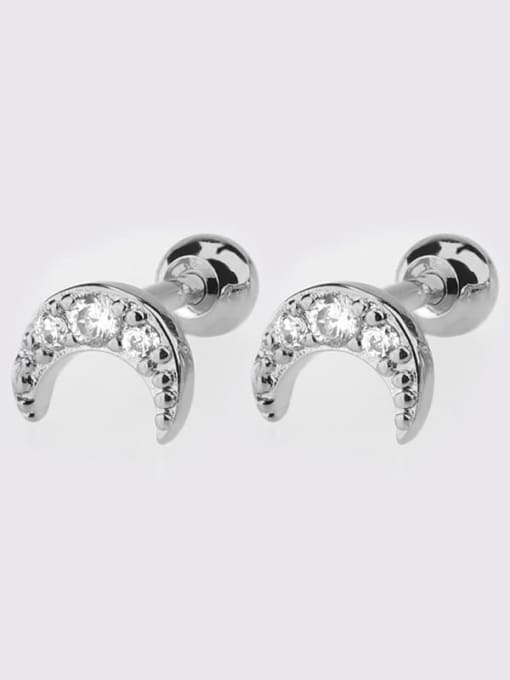 White steel zircon Moon Earrings Brass Cubic Zirconia Heart Dainty Single Earring