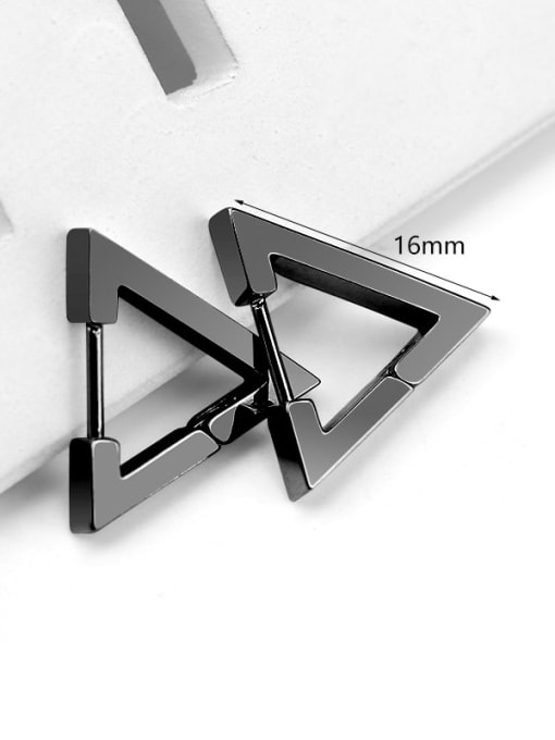 Triangular black 16mm one Stainless steel Geometric Minimalist Single Earring(Single-Only One)