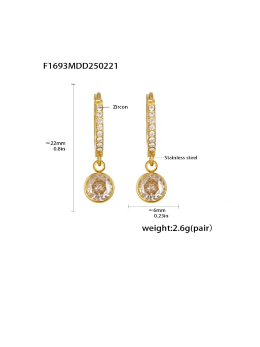 F1693 Golden Earrings Stainless steel Cubic Zirconia Moon Minimalist Huggie Earring